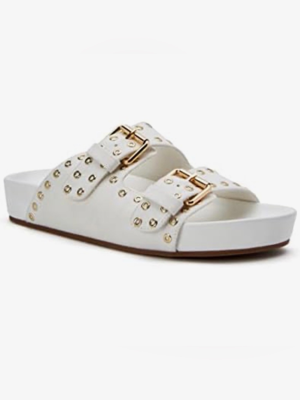 Katy Perry Collections White Slide with Gold-tone hardware detail BRAND NEW